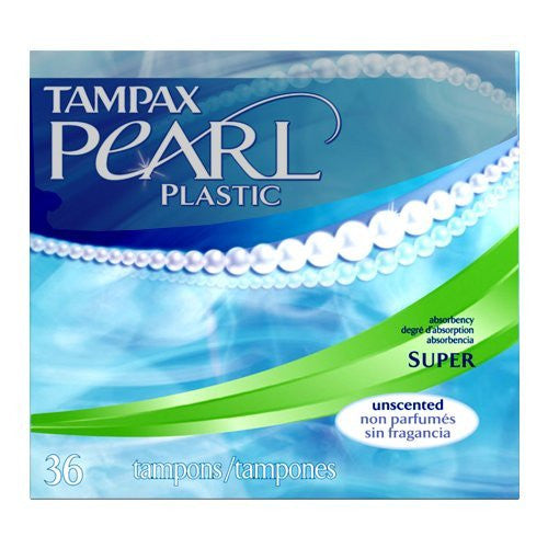 Tampax Pearl With Plastic Super Absorbency Tampons Applicator, Unscented - 36 Ea